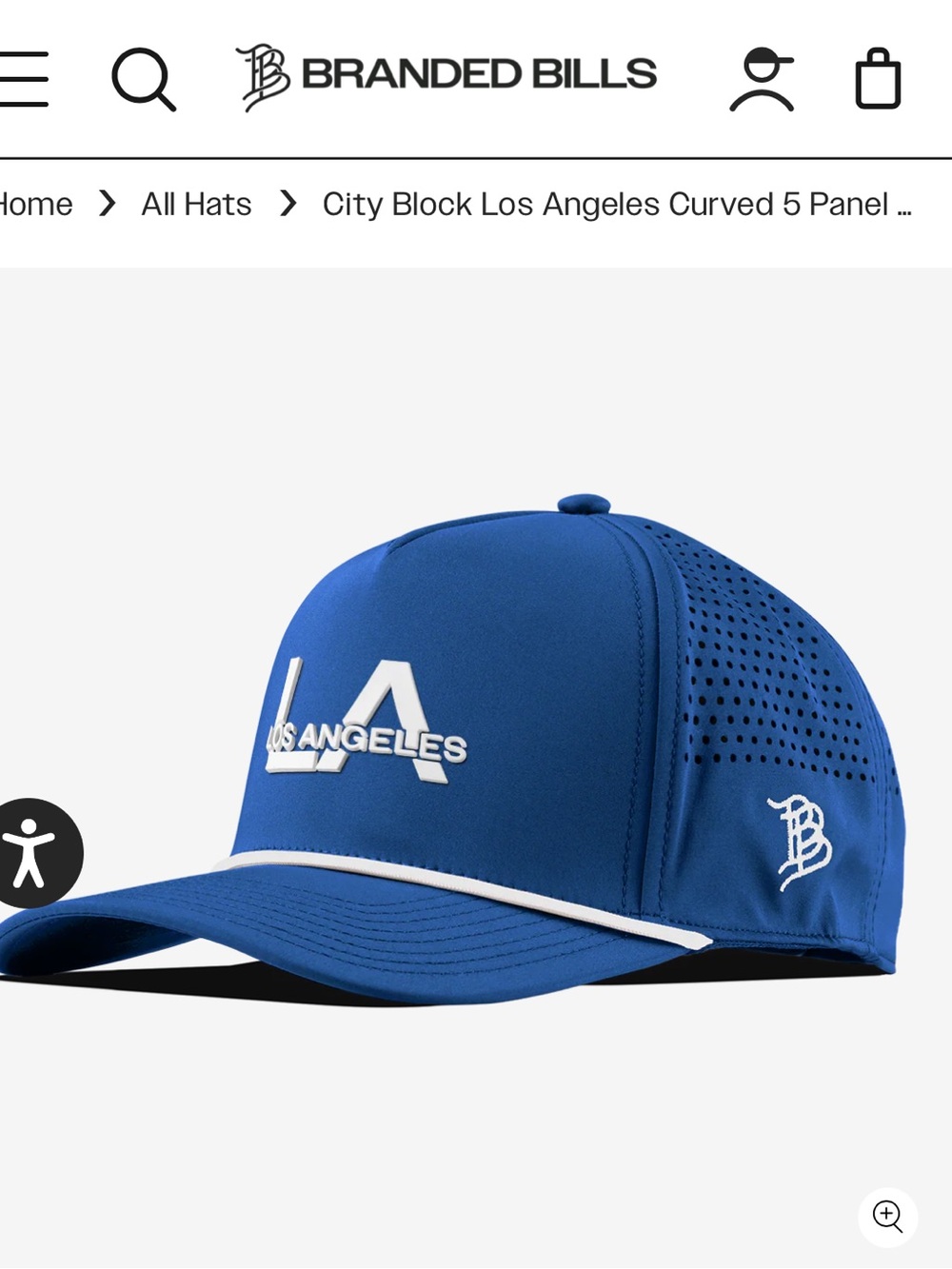NWOT Branded Bills City Block Los Angeles Dodgers Curved 5 Panel Rope Hat